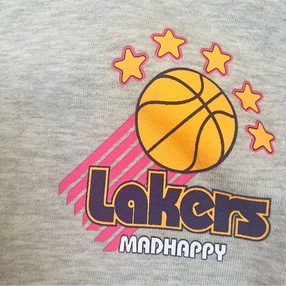Madhappy Rare Lakers Fleece Unisex Sweat Shorts in Gray Large NEW - Picture 3 of 6